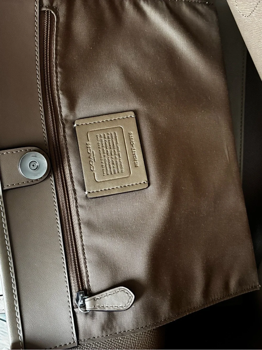 Coach Beige Signature Canvas Tote with Taupe Trim